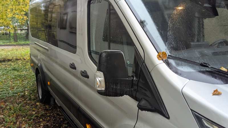 Our 2025 Ford Transit minibus, used for small-group day excursions from Riga