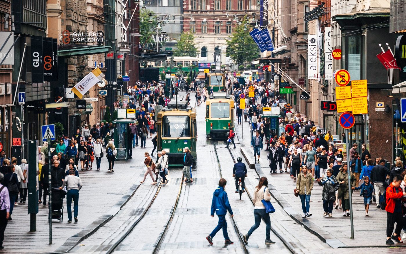 Aleksanterinkatu Street Trams in Helsinki