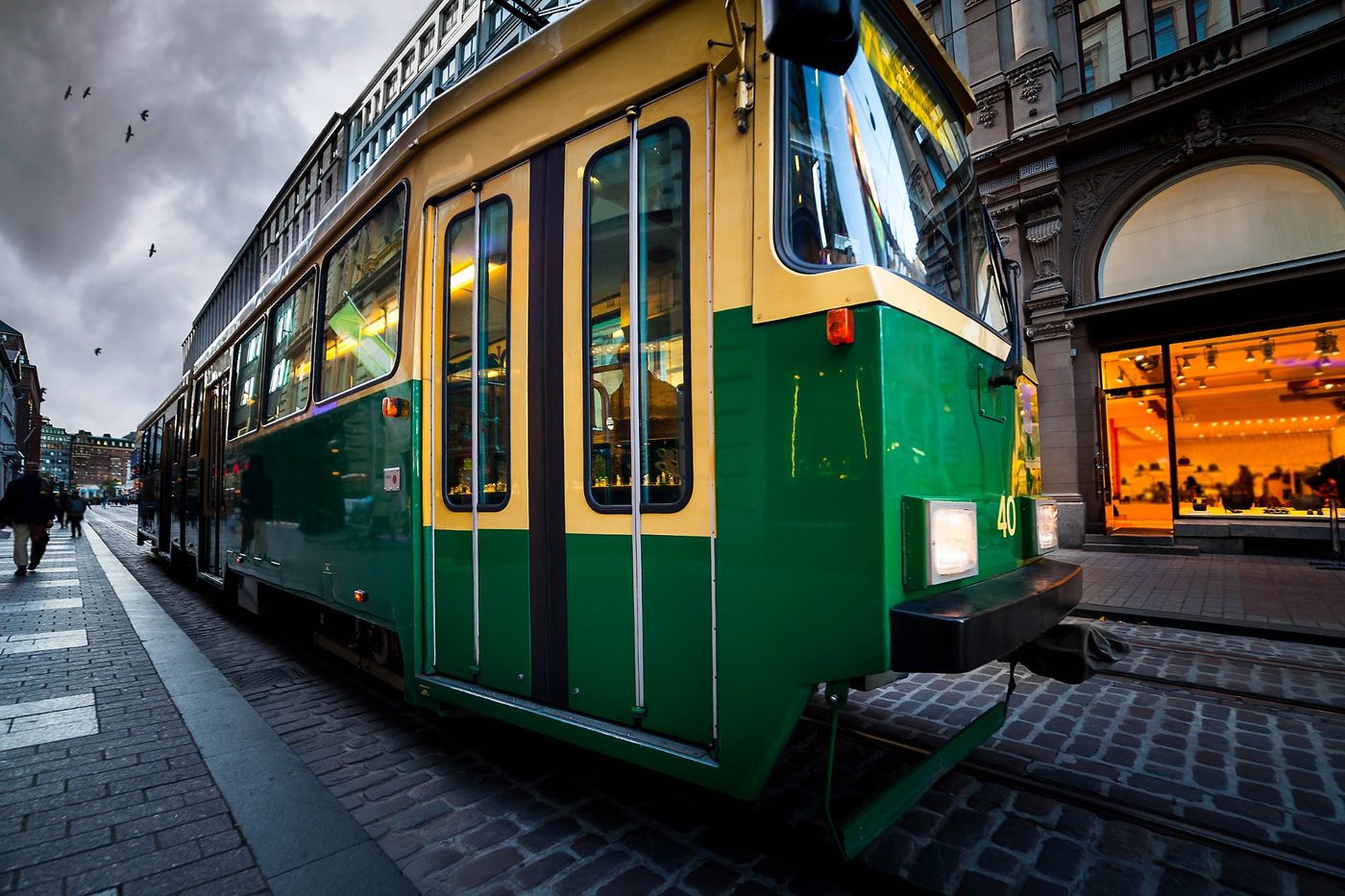 Tram Aleksanterinkatu City Centre in Helsinki