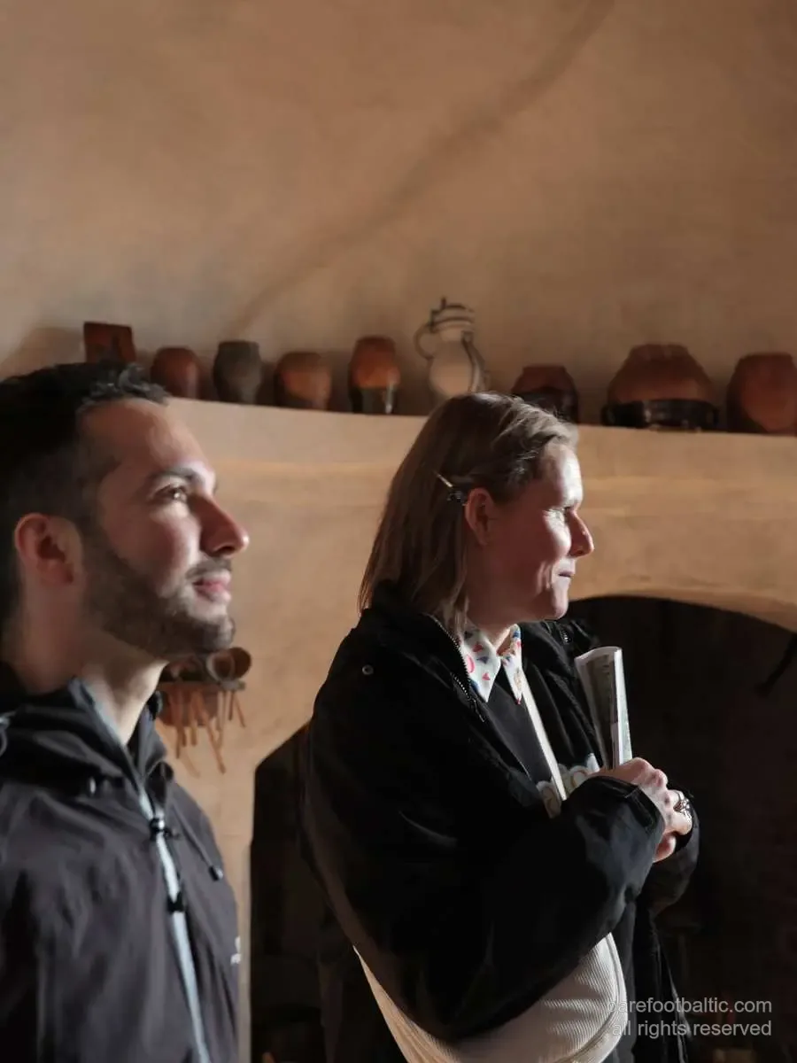 Daiga with guest at the castle