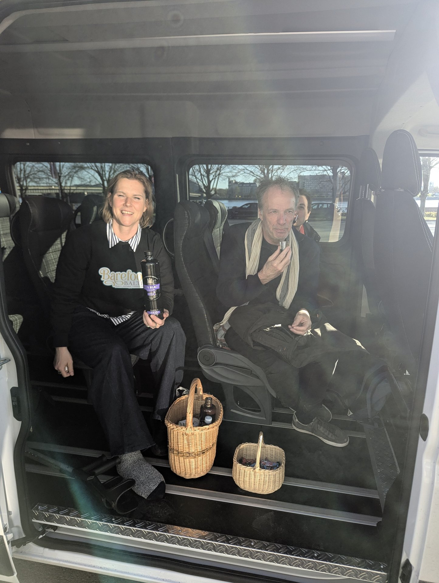 Riga Black Balsam tasting in the Barefoot Baltic van