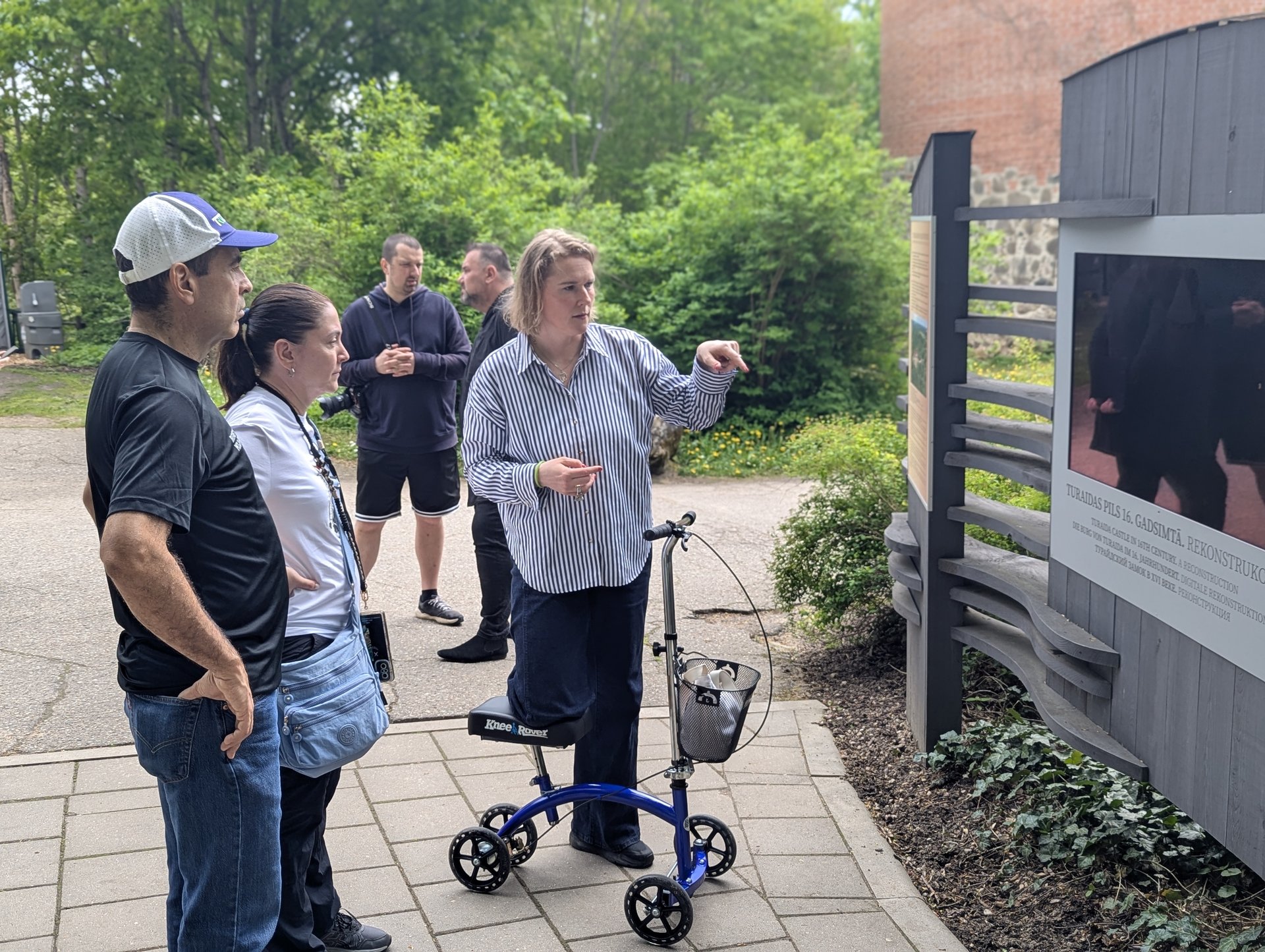 Daiga explaining at a Gauja Valley tour information panel