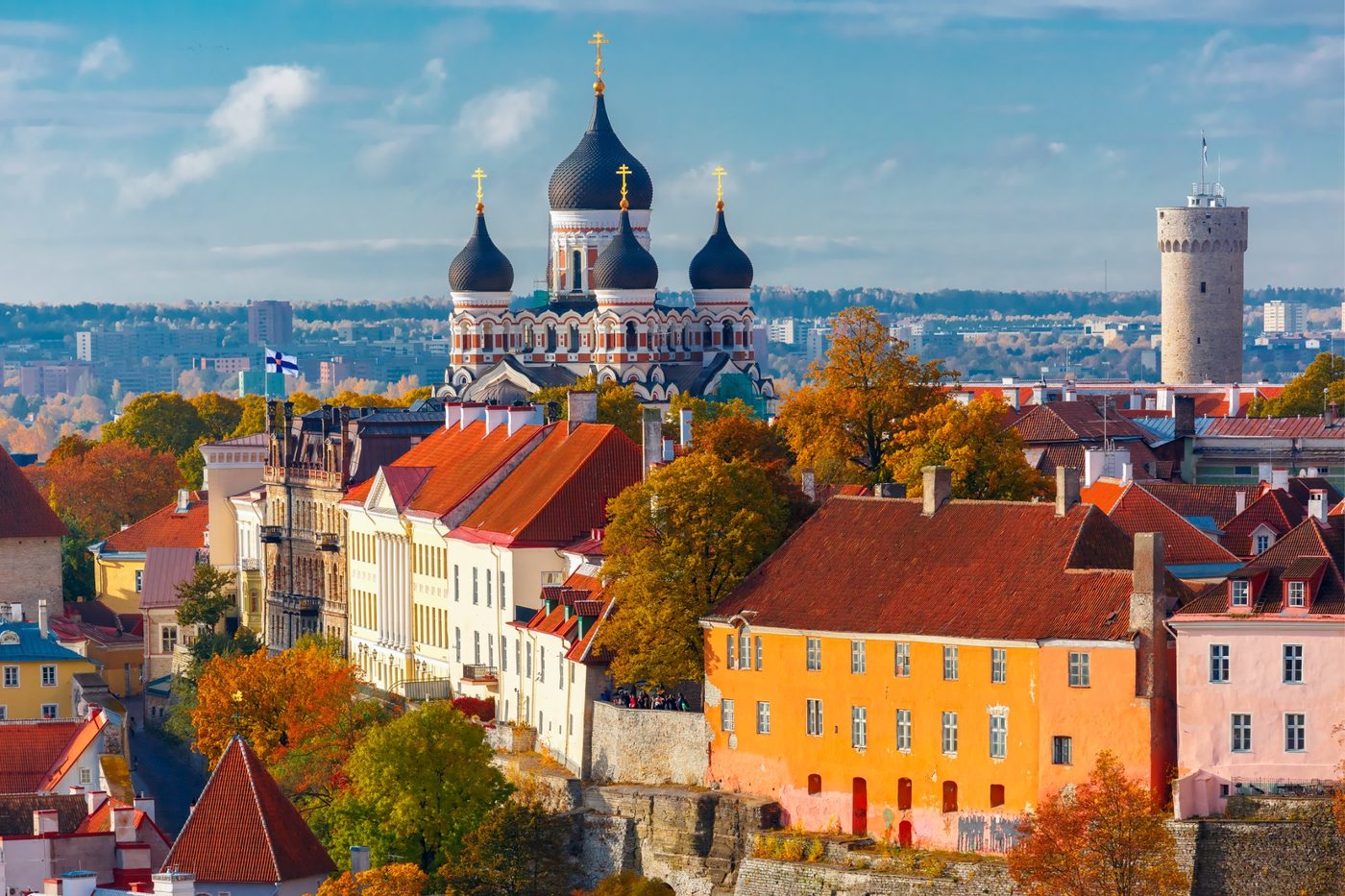 Old Town Aerial Alexander Nevsky Cathedral in Tallinn