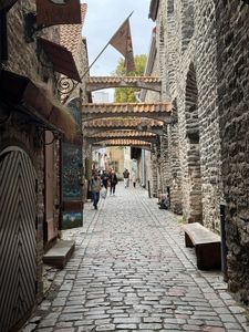 Old Town Medieval Alley Cobblestone in Tallinn