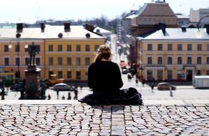 Senate Square Woman in Helsinki