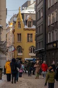City Street Winter People in Riga