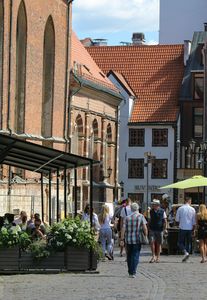 Old Town Walking People in Riga