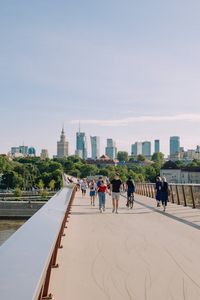 Bridge Walking City Skyline in Warsaw